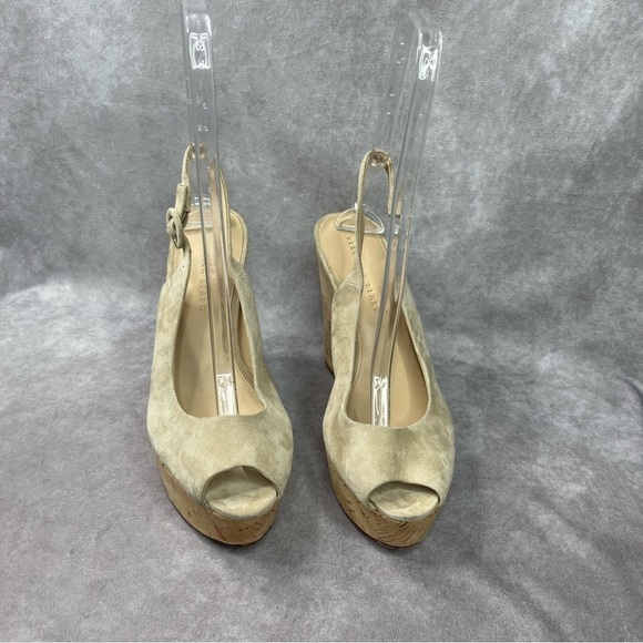 Veronica Beard Dali Suede Wedge Cork Sandals In Beige Color Size 10 - Picture 6 of 9